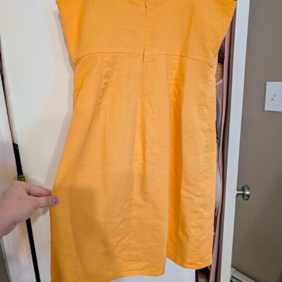 J. Crew Squareneck A-line Stretch Linen Blend Summer Dress Coastal Sunset 2 EUC - Picture 8 of 10